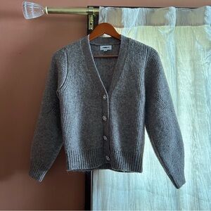 Evereve Celeste Jewel Button Cardigan Knit Sweater Oatmeal Tan Gray Size XS